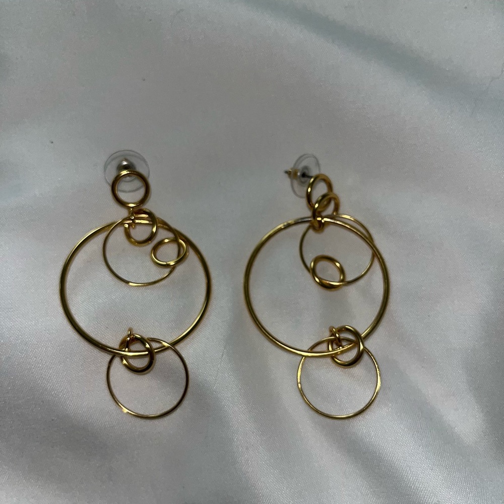 J. Crew Gold Large Multi-Hoop Earrings